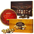 Roshen Chocolate Gift Boxes Bundle Kyiv Vechirnii 12.4 oz Chocolateria 6.8 oz &amp Strila Podilska 7.3 oz Assorted Gourmet Dark Chocolates Elegant European Candy Gift Set of 3 for Birthday &amp