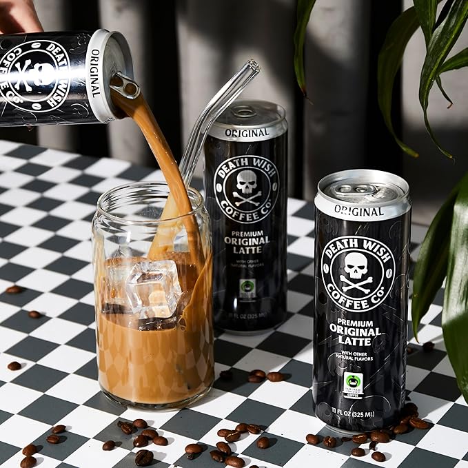 Death Wish Coffee Iced Coffee Cold Brew 8g Protein Fair Trade (Original Latte)