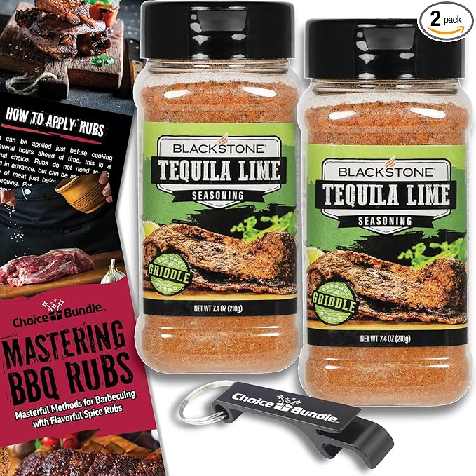 Blackstone Tequila Lime Seasoning – Gourmet Griddle Premium Barbecue Rub 2 Pk (14.8 oz) + BBQ Masters &amp Opener (4 Items)!
