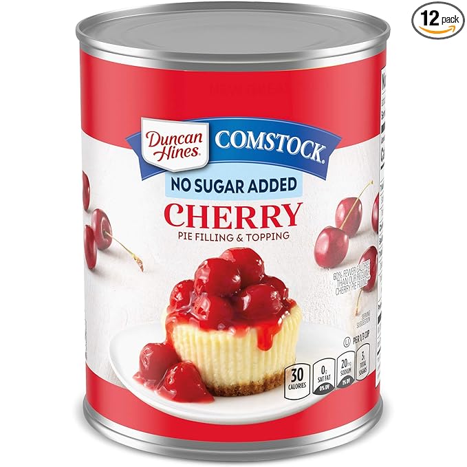 Duncan Hines Comstock No Sugar Added Pie Filling &amp Topping Cherry 20 Ounce (Pack of 12)