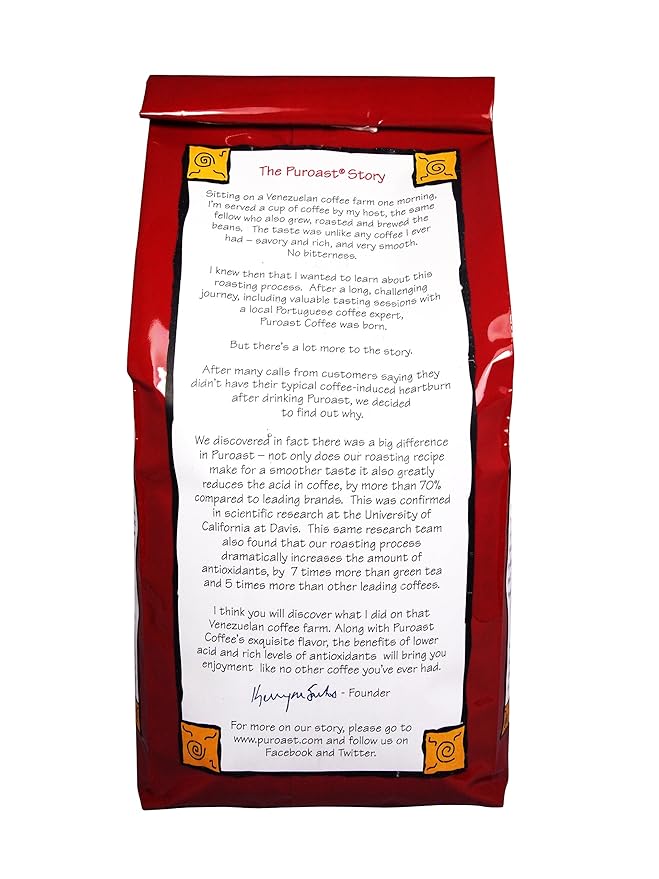 Puroast Low Acid Coffee Whole Bean | Vanilla Whole Bean | Flavored Coffee | High Antioxidants &amp High pH |No Bitter Aftertaste | Reduced Heartburn &amp GERD | Suitable for Cold Brew - 2.2 LB