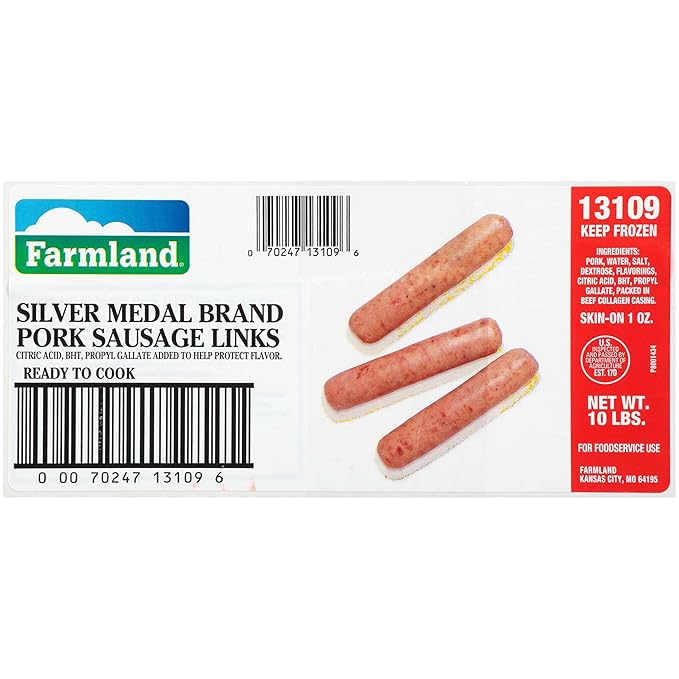 Farmland Silver Medal 58 Percent Lean Smoked Pork Sausage Link 1 Ounce -- 1 each.
