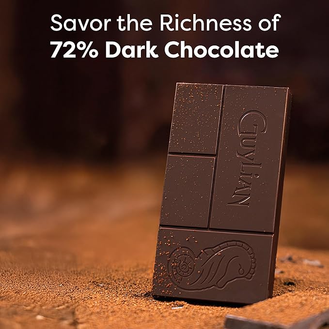 Easter Dark Chocolate Candy Bar by GuyLian 3.53oz Premium Belgian 72% Cocoa Gourmet Chocolate Tablet Easter Basket Stuffers for Adults Gifts (12 bars)