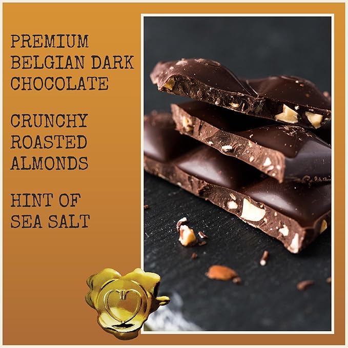 Chocolove Almonds &amp Sea Salt Dark Chocolate Bars | 55% Cocoa | Crunchy Almonds with a Salty Twist | Premium Dark Chocolate | Non-GMO &amp Gluten-Free 3.2 oz Bar (12 Pack)