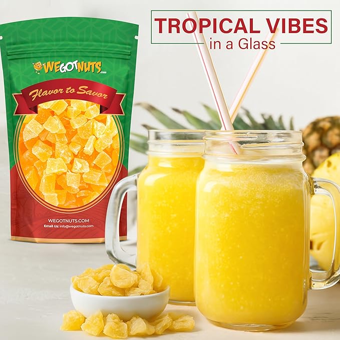 We Got Nuts Dried Pineapple Chunks | Freshly Packed Pineapple In A Perfectly Sealed Bag | Healthy Snack Full Of Vitamins Minerals Antioxidants Fibers &amp Enzymes | Kosher Certified Dried Fruit (5