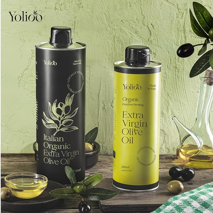 100% Tuscany Premium Organic Olive Oil Extra Virgin | Polyphenol Rich Extra Virgin Olive Oil Cold Pressed EVOO | Early Harvest from Italy (17.6oz)