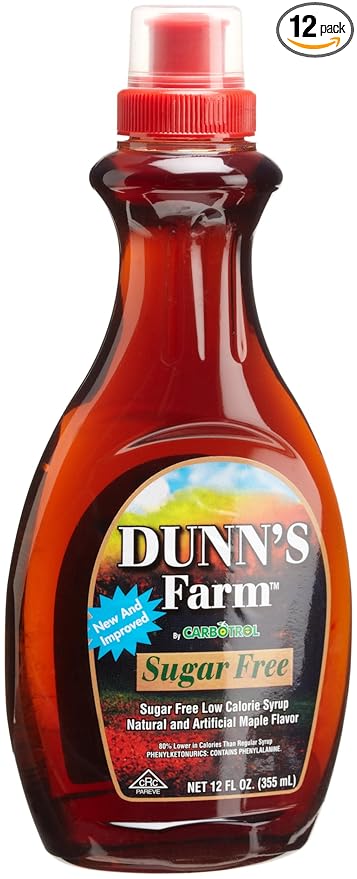 Dunn's Farm Sugar Free Maple Flavored Syrup 12-Ounce Bottles (Pack of 12)