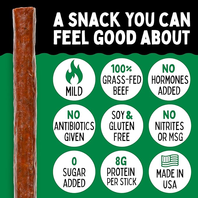 Chimichurri Sogo Snacks No Sugar 100% Grass-fed &amp Grass-finished Non-GMO Beef Sticks. No Added Nitrates Gluten Soy MSG Dairy Nuts. Keto Whole Paleo Friendly (Chimichurri 1-oz 48 Count