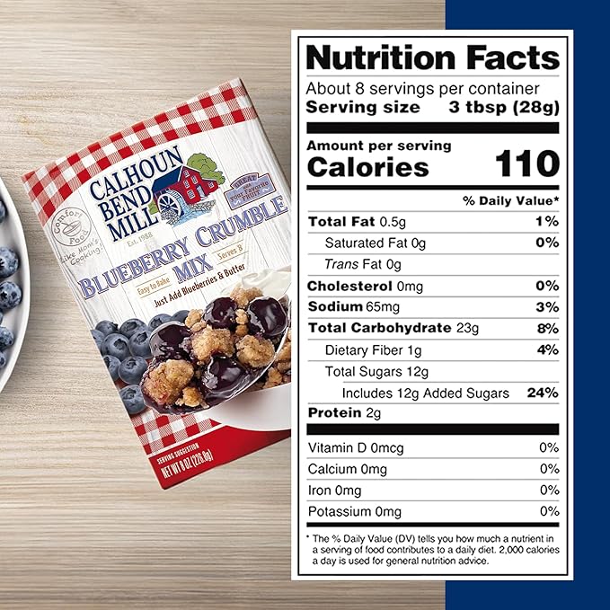 Calhoun Bend Mill Blueberry Crumble Mix | Delicious Easy to Make Crumble Dessert | Perfect for Blueberries or Your Favorite Fruits | Classic Dessert | Ideal for Baking Enthusiasts - 8 Oz (Pack of 6)