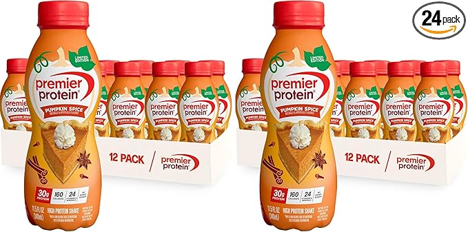 Premier Protein ShakeLimited EditionPumpkin Spice30g ProteinNo Added Sugar24 Vitamins &amp Minerals to Support Immune Health11.5 fl oz(Pack of 24)