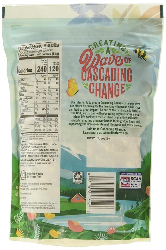 Cascadian Farm French Vanilla Almond Granola 11 oz (Pack of 4)