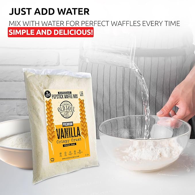OldSoul Professional Popstick Waffle Mix | Stick Waffles Dough Mix | Vanilla Flavor | 112 Waffles | 5 Lbs (5 Lbs Gluten Free)