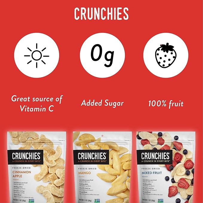 Crunchies Freeze-Dried Fruits 100% All Natural Crispy Fruit Non GMO and Kosher Resealable Freeze Dried Fruit Snack Packs Pack of 6 (Blueberries)