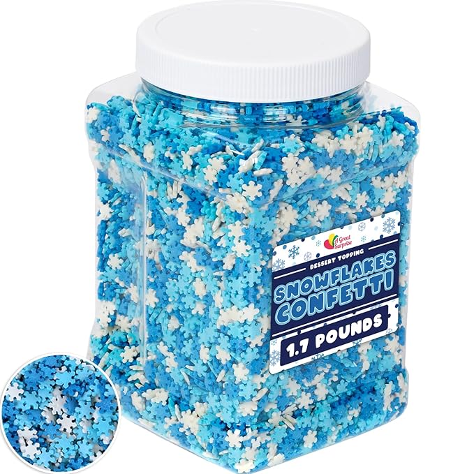 Snowflake Confetti Sprinkles - 1.7 Pounds - Winter Sprinkle Mix Great for Baking Cookies Cakes Cupcakes and More!