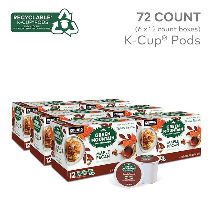 Green Mountain Coffee Roasters Maple Pecan Single-Serve Keurig K-Cup Pods Flavored Light Roast Coffee 72 Count