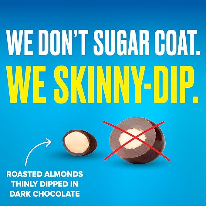 SkinnyDipped Dark Chocolate Cocoa Almonds 1lb Bag Healthy Snack Plant Protein Gluten Free Pack of 1