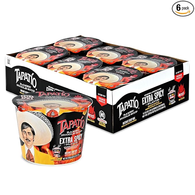 Tapatío Ramen Noodle Soup Extra Spicy - Microwaveable Big Bowl 3.88 oz. (110g) 6-Pack