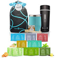 Tea Gift Set with Kettle – 26 -Piece Sampler for Women &amp Men Insulated Mug Assorted Organic Hrny &amp Sons Teas Pure Honey &amp Accessories (Teal+Kettle - Hrny)