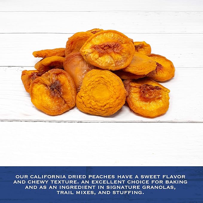 Traina Home Grown California Extra Fancy Sun Dried Peach Halves - Healthy No Sugar Added Non GMO Gluten Free Vegan Packed in Resealable Pouch (2 lbs)
