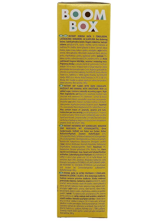 BOOM BOX Chocolate Banana Hazelnut Oatmeal - 30 g - Energizing Breakfast CereaL