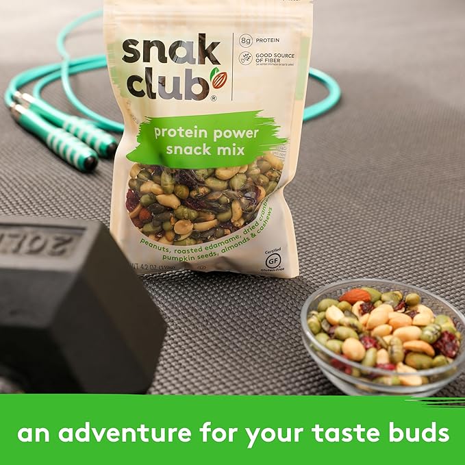 Snak Club Protein Power Snack Mix with Peanuts Roasted Edamame Dried Cranberries Pumpkin Seeds Almonds and Cashews Gluten-Free and Kosher Trail Mix Snacks 4.2 oz Resealable Bags 6 Pack