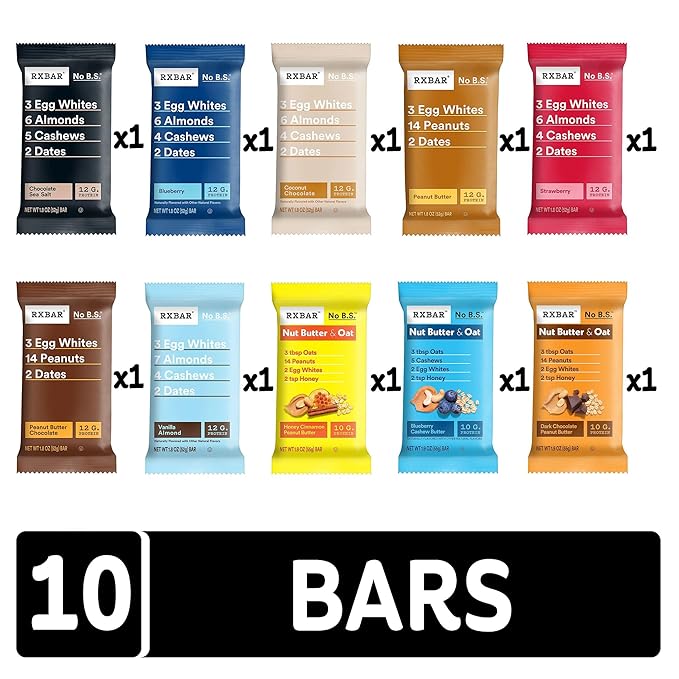 RXBAR Protein Bars Snack Bars Variety Pack (10 Count)