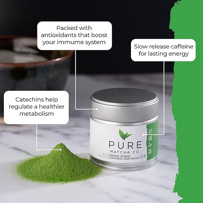 Pure Matcha Co | Premium Ceremonial Grade Matcha Green Tea Powder | Authentic Japanese Origin | Sugar Free | 30g 1.06oz