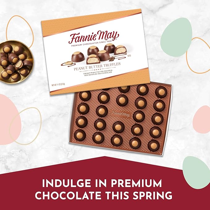 Fannie May Milk Chocolate Candy Peanut Butter Truffles Gift Box 11 oz