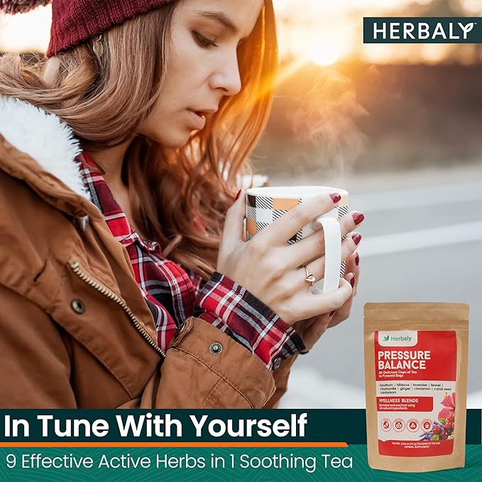 Herbaly Heart Functional Tea - 9 Superherbs - Natural Organic Non-GMO Caffeine-Free Sugar Free - 2 Pack 60 Pyramid Tea Bags