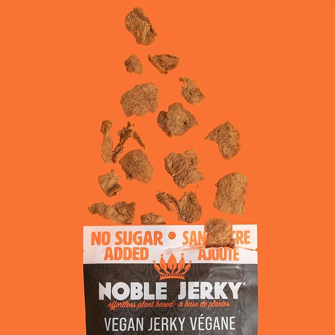 Noble Jerky - Keto Vegan Vegetarian Tender Plant Based Snack Smokey Strips Full Case 12 Bags (70 grams each)