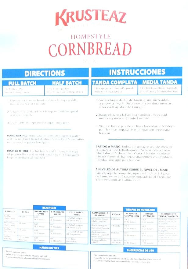 5 Pounds Krusteaz Homestyle Cornbread Mix Just Add Water Restaurant Quality