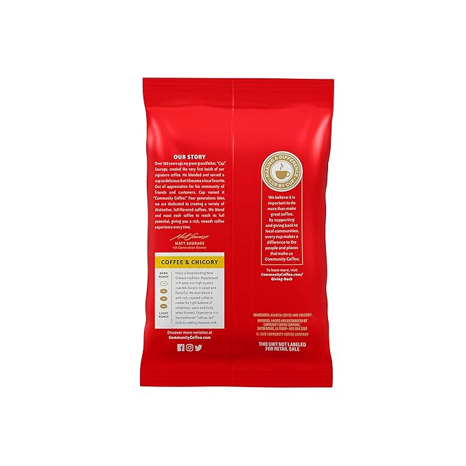 Community Coffee &amp Chicory Medium Dark Roast Pre-Measured Coffee Packs 3.0 Ounce Bag (Box of 20)