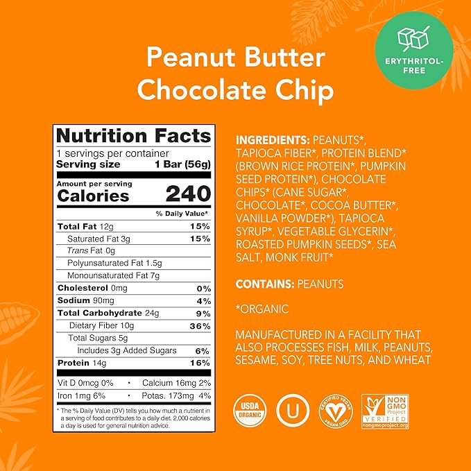 Garden of Life Organic Vegan Sport Protein Powder &amp Aloha Organic Plant Based Protein Bars |Peanut Butter Chocolate Chip | 1.98 Oz