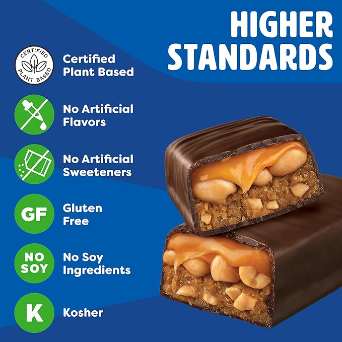 Orgain OMG! Bar Snack Bar with Chocolate Caramel and Peanuts Plant-Based Vegan Gluten Free No Artificial Sweeteners (9 Count)