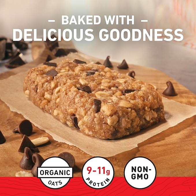 CLIF BAR - Crunchy Peanut Butter + Chocolate Chip - Made with Organic Oats - 11g Protein - Non-GMO - Plant Based - Energy Bars - 2.4 oz. (30 Count)