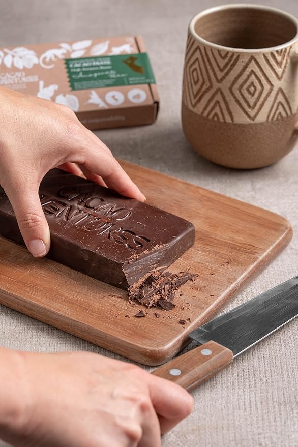 Ceremonial Grade Cacao Block – 100% Pure Cacao Paste High-Amazon Basin Peru Unsweetened Vegan Drinking Chocolate for Rituals &amp Meditation 8 oz