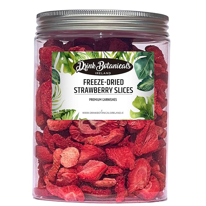 Freeze Dried Strawberries | Dried Strawberry Slices 200+Slices | 100% Natural | Gluten Free | For Garnishing Cocktails Cake Decoration Baking Fruit Sorbet Tea Cooking | 2.82 oz80 Grams PET Jar