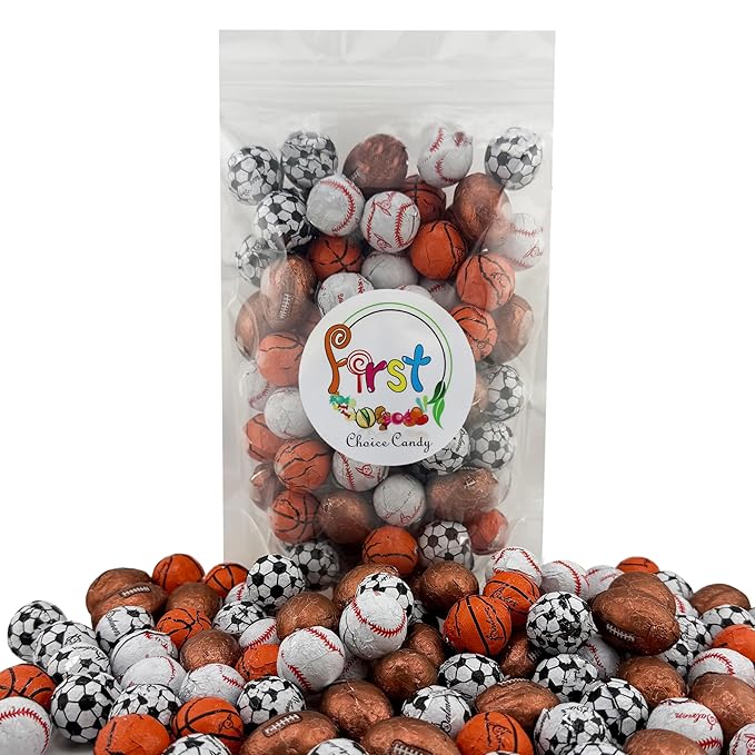 FirstChoiceCandy Milk Chocolate Foil Wrapped Balls (Assorted Sport 5 Pound)