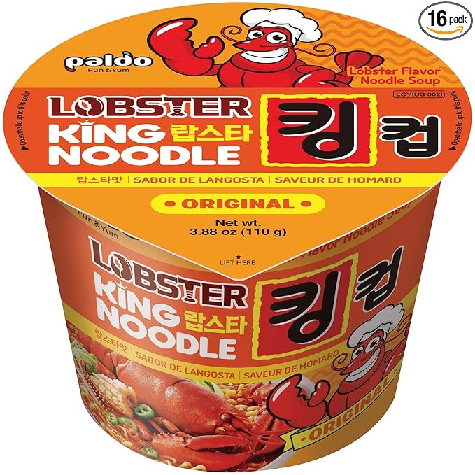 Paldo King Cup Lobster Noodle Soup3.88-Ounce Cup (Pack of 16)