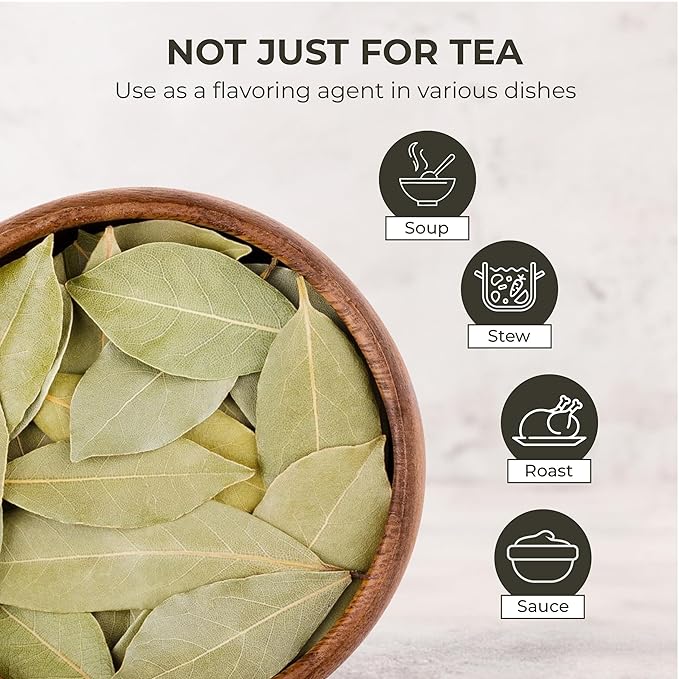Bay Leaves Tea - 550 Dried Whole Leaves 4.06 oz Hojas de Laurel 100% Natural Sun Dried Caffeine-Free Herbal Tea For Brewing or Cooking Immune &amp Wellness Support