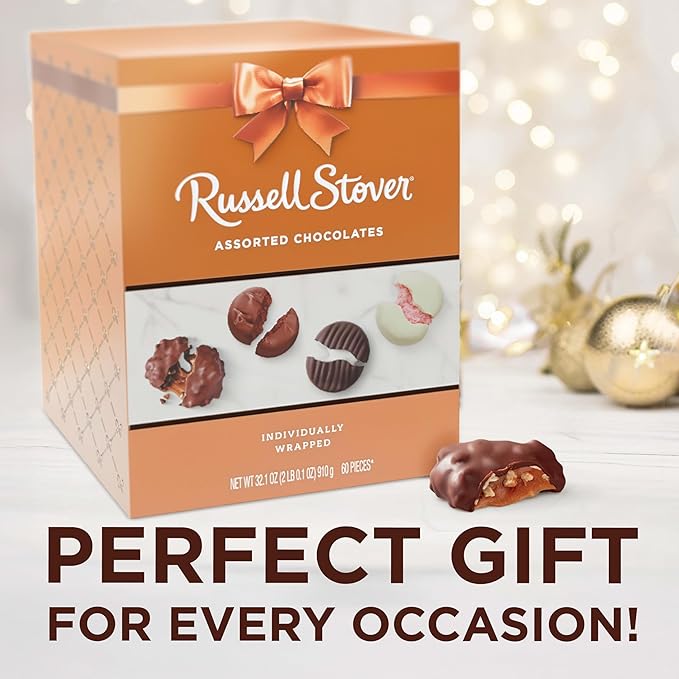 RUSSELL STOVER Assorted Milk &amp Dark Chocolate Candy Gift Box 32.1 oz.