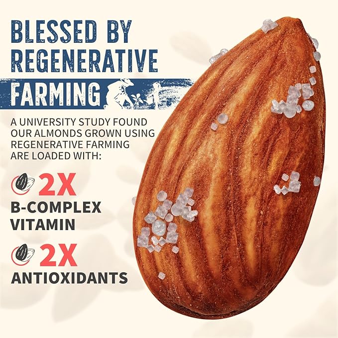 Burroughs Family Farms 3 lb Roasted Salted Almonds – USDA Organic First Regenerative Organic Certified Almond Farm – 2x the Antioxidants and Vitamin B Versus Other Almonds – Lightly Salted &amp Perf