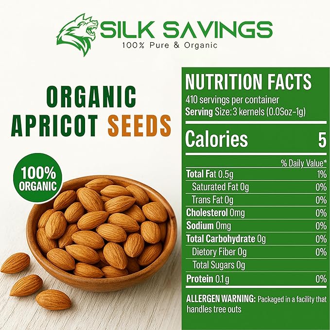 Bitter Apricot USDA Organic (1LB) Sun Dried Bitter Apricot kernels 16oz Natural Raw Bitter Apricot Seeds Vegan Non-GMO Gluten Free Great source of Vitamins 3 Kernels everday