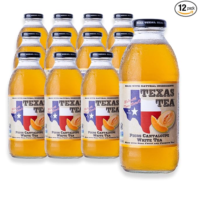 Texas Tea Pecos Cantaloupe White Tea Real Brewed White Tea with Real TEXAS Pecos Cantaloupes Non GMO No Preservatives Light and Refreshing Texas Brewed Tea 16 fl oz Pack of 12