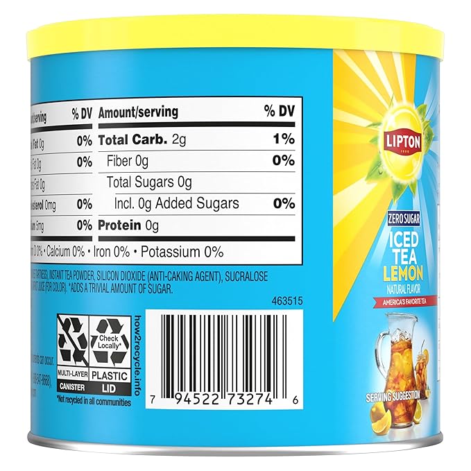 Lipton Zero Sugar Iced Tea Mix Bundle – Lemon &amp Raspberry Flavors 10 Quarts Each 2-Pack | Black Tea Powder No Sugar Kosher Refreshing Cold Beverage Mix