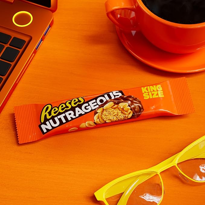 REESE'S NUTRAGEOUS Chocolate Peanut Butter Caramel and Peanut King Size Candy Bars 3.1 oz (18 Count)