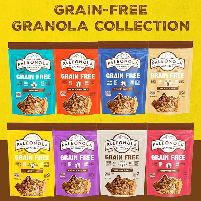 Paleonola Honey Nut Grain Free Granola 10 Oz Resealable Bag (Pack of 2) - Grainless Paleo Granola Blended with Organic Honey Coconut Oil Pecans Vanilla Extract &amp Sea Salt - Gluten &amp Dairy