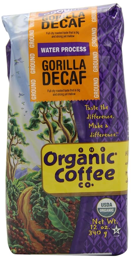 The Organic Coffee Company Ground Coffee Decaf Gorilla 12 Ounce
