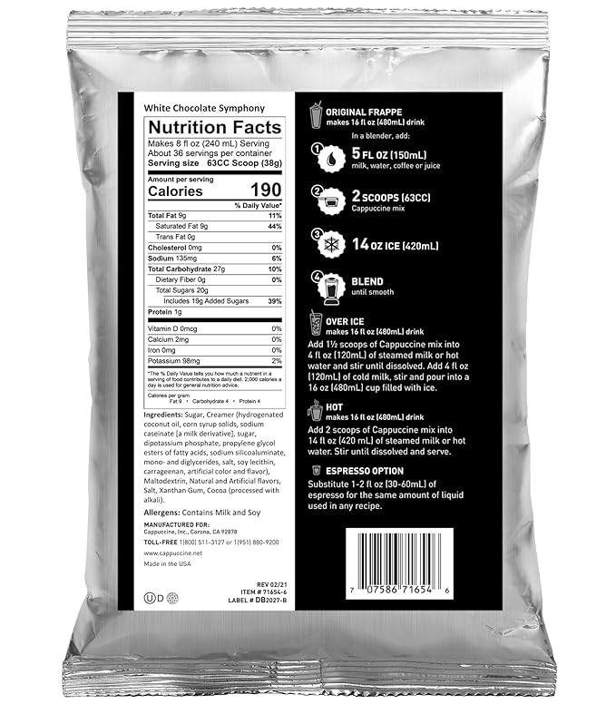 Cappuccine White Chocolate Symphony Frappe Mix 3 Pound (Pack of 1)