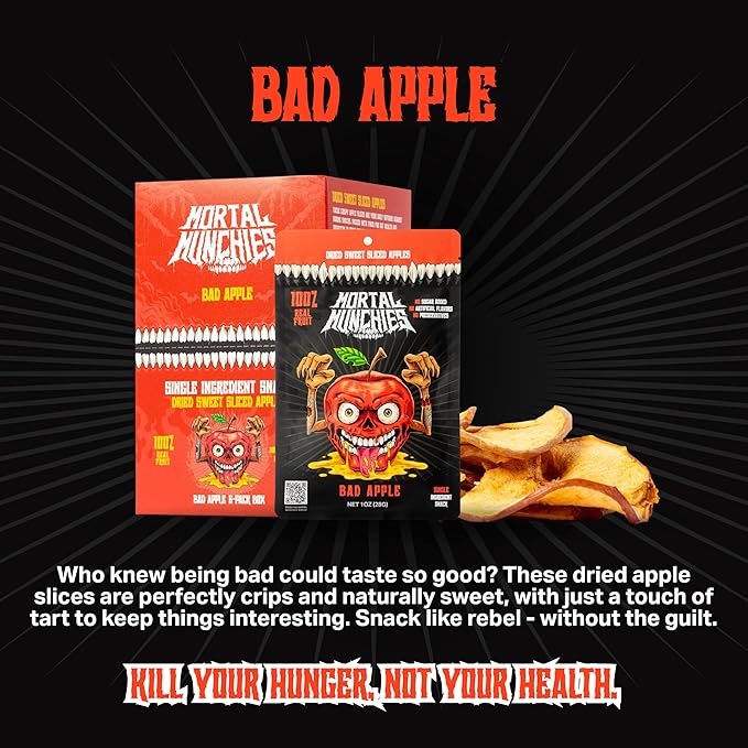 Mortal Munchies - Dried Fruit Mango and Apple (6 Pack 3 Oz) Real Fruit Snack Sweet and Chewy Fat-Free On-the-Go Snacks Healthy Snack for Adults Non-GMO No Added Sugar (Mango)